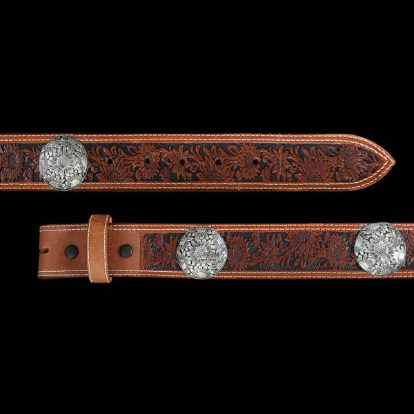 "Our Willow Concho Leather Belt is crafted using 6 conchos of your choice on the belt style of your choice! You can customize and select the perfect design that represents your unique style. All of our Western belts are expertly crafted and double-li